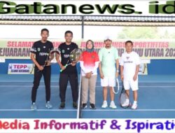 Laga eksebisi Kapolres Luwu Utara menangkan Skor 3-1 Kejuaraan Tenis Bupati Cup