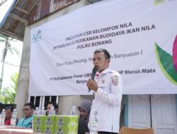 PLN Indonesia Power UBP Keramasan Ajak Warga Desa Pulau Borang Budidaya Ikan Nila