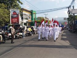 Polisi Kawal Serah Terima dan Kirab Pataka Lobar di Gunungsari
