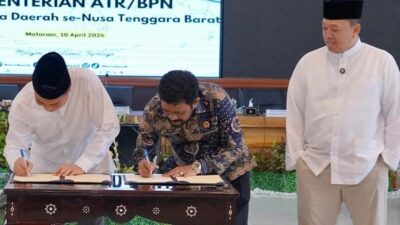 Teken MoU Pertanahan, Kakanwil BPN NTB dan Gubernur NTB Disaksikan Menteri Nusron