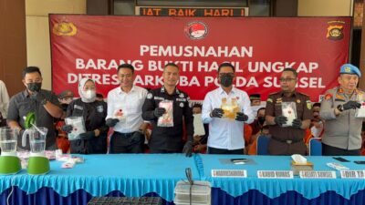 Selamatkan 62 Ribu Jiwa, Polda Sumatera Selatan Musnahkan Belasan Kilogram Ganja dan Sabu