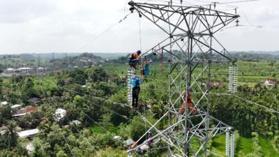 Pemeliharaan jaringan listrik di Lombok Utara