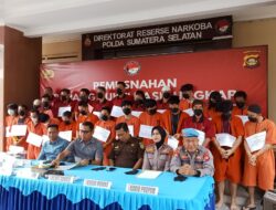 Ungkap 25 Kasus Narkoba, Polda Sumsel Amankan 35 Tersangka dan Musnahkan Barang Bukti