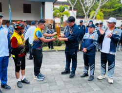 Kirab Api Obor PORPROV Singgah di Narmada, Kapolsek Pimpin Langsung Pengamanan