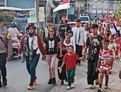 Polsek Lingsar Kawal Jalan Santai HUT RI Ke-81, Warga Tumpah ke Jalan