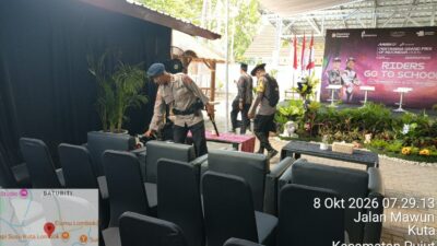 Jelang Kunjungan Rider MotoGP, Tim Jibom Sterilisasi SDN 2 Kute Lombok Tengah